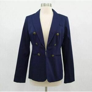 Banana Republic Blazer Jacket Womens 6 Navy Blue Fitted Front Buttons